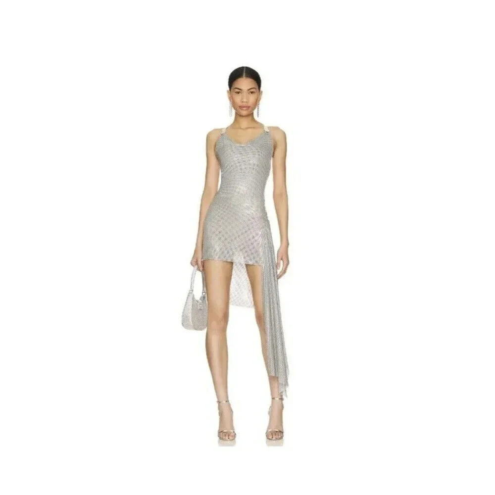 💎 Poster Girl Marjan Chainmail Mini Dress‎ Meteorite Silver Medium ✨